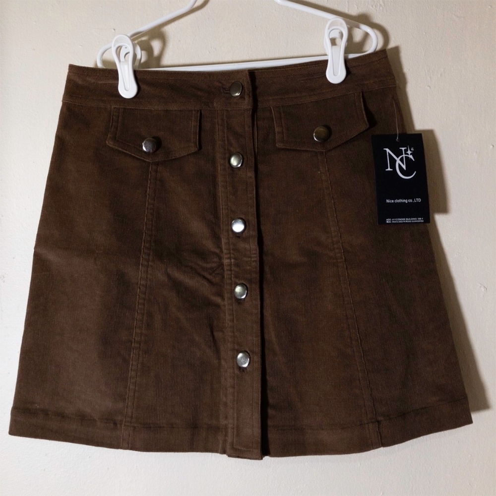 NWT Nice Clothing Brown Corduroy Skirt